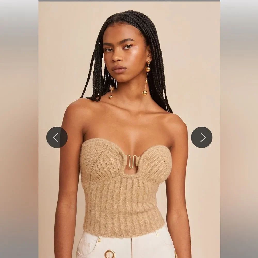 Cult Gaia Ellison Knit Strapless Top Women's Tan Champagne Sz XS NWT